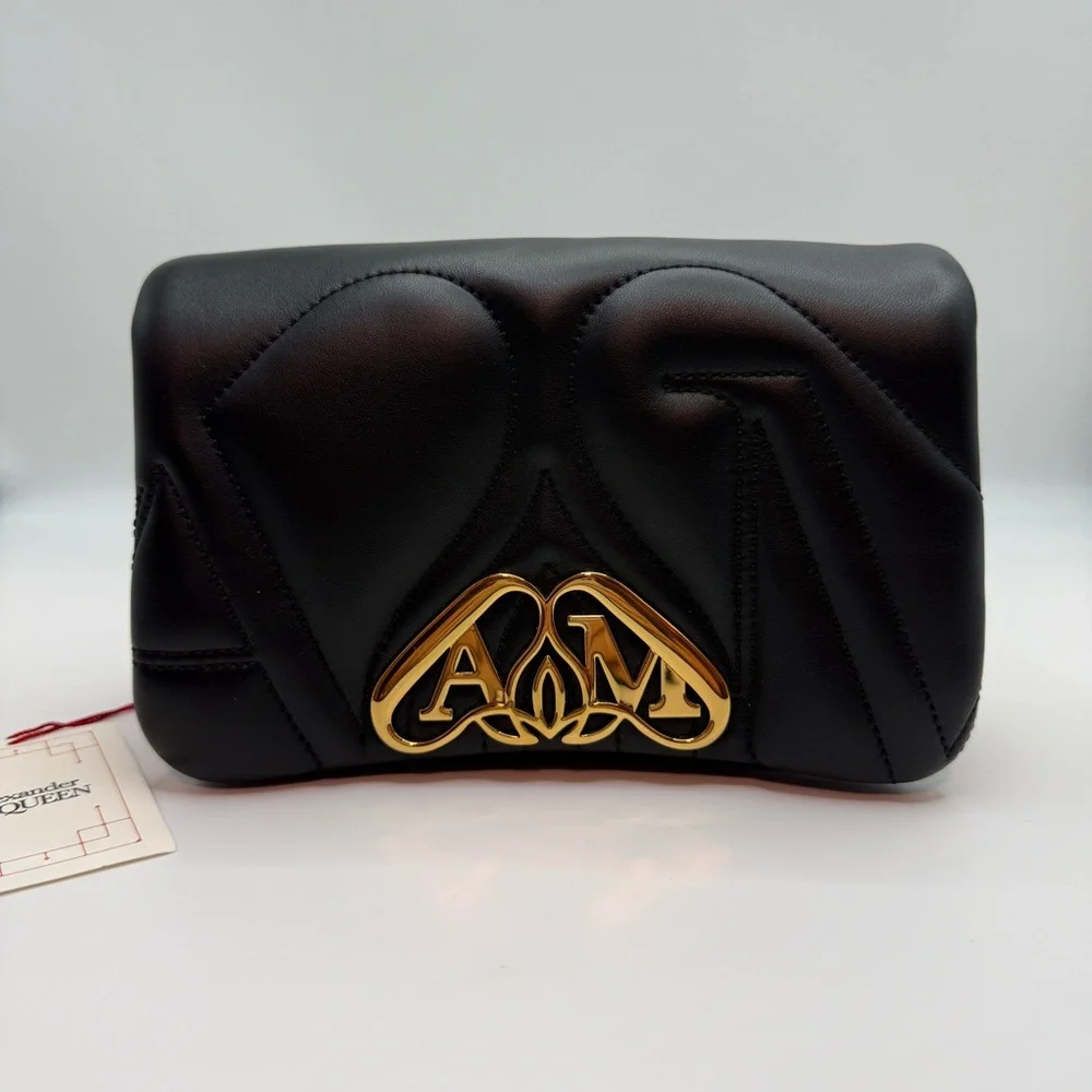 NWT Alexander McQueen Black Mini Bag with Gold Chain - Picture 3 of 9